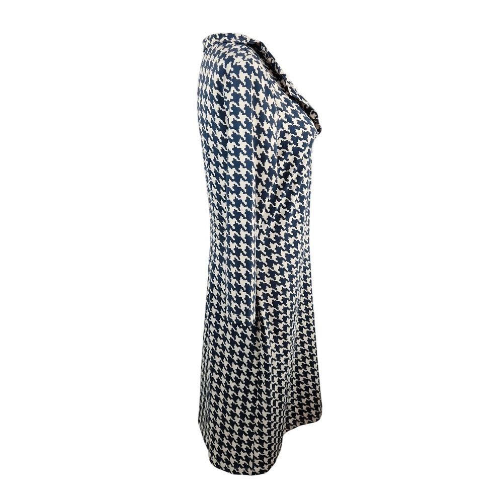 J.McLaughlin Womens Blue White Houndstooth Catalina Cloth Sheath Dress Size M - Picture 2 of 8